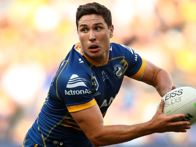 SYDNEY, AUSTRALIA - MARCH 13: Mitchell Moses of the Eels in action during the round one NRL match between the Parramatta Eels and the Gold Coast Titans at CommBank Stadium, on March 13, 2022, in Sydney, Australia. (Photo by Mark Metcalfe/Getty Images)