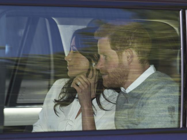 Prince Harry and Meghan Markle head to Windsor for wedding rehearsals. Picture: Australscope