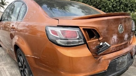 The condition the stolen Holden Commodore Redline was found in. Photo: Mako Shanks