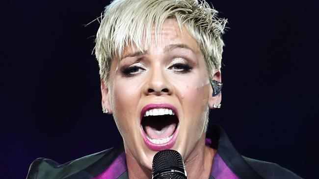 American singer Pink performs in her first concert since returning from illness, of the Beautiful Trauma World Tour, at Qudos Bank Arena, in Sydney, Saturday, August 11, 2018. Pink will perform in Perth, Adelaide, Melbourne, Sydney and Brisbane during a 35-date Australian tour. (AAP Image /Brendon Thorne) NO ARCHIVING, EDITORIAL USE ONLY