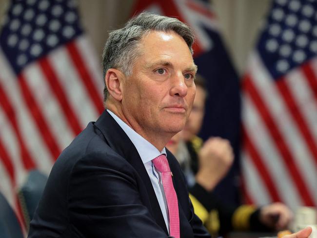 ARLINGTON, VIRGINIA - OCTOBER 31: Australian Deputy Prime Minister and Minister of Defense Richard Marles participates in a meeting with U.S. Secretary of Defense Lloyd Austin at the Pentagon on October 31, 2023 in Arlington, Virginia. The two military leaders met to discuss military cooperation in the Indo-Pacific.   Kevin Dietsch/Getty Images/AFP (Photo by Kevin Dietsch / GETTY IMAGES NORTH AMERICA / Getty Images via AFP)