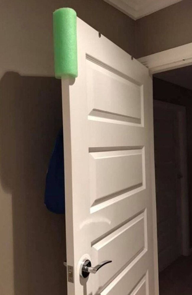 One mum revealed how she used a pool noodle on her son’s door so he didn’t lock himself in his room. Picture: Facebook