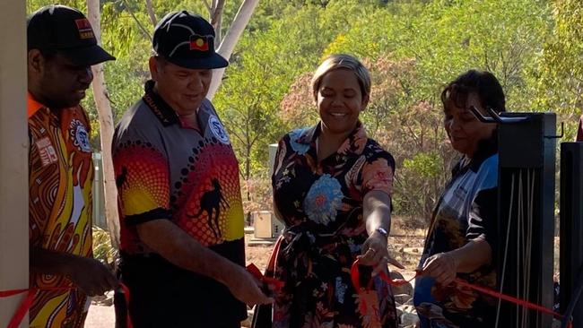 Member for Arnhem and Minister for Aboriginal Affairs Selena Uibo officially opens the Nitmiluk National Park's new mountain bike trails. Picture: Supplied