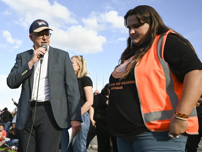 Anthony Albanese with No More! event organiser Sarah Williams Picture: Martin Ollman