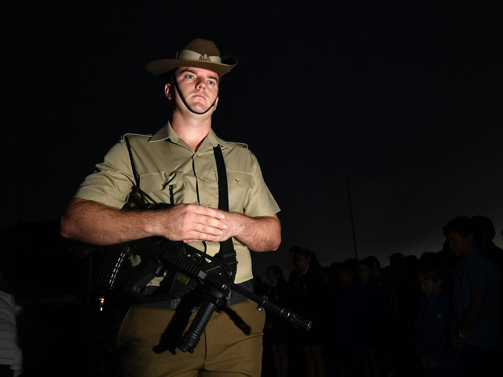 Spr Brett Northcott of the Australian army Bray Park-Strathpine RSL sub branch ANZAC day dawn service. Thursday April 25, 2024. Picture, John Gass