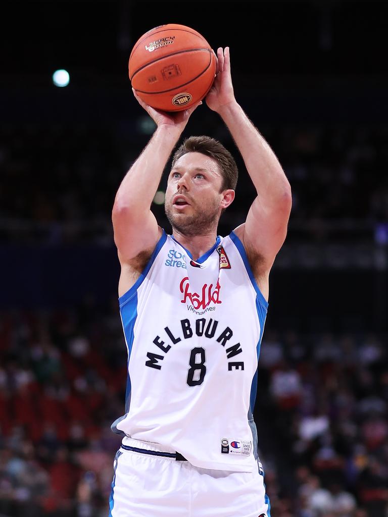 Matthew Dellavedova shoots a free throw during the round one NBL match between Sydney Kings and Melbourne United. Picture: Getty