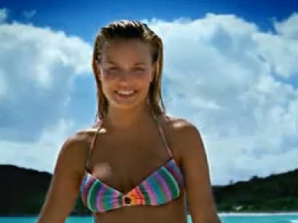 Lara Worthington in a scene from the 2006 Tourism Australia ad. Picture: YouTube