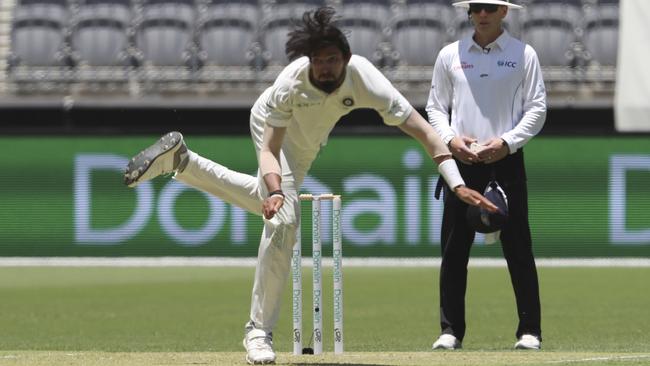 India’s Ishant Sharma in action during the second Test in Perth yesterday. Picture: AP