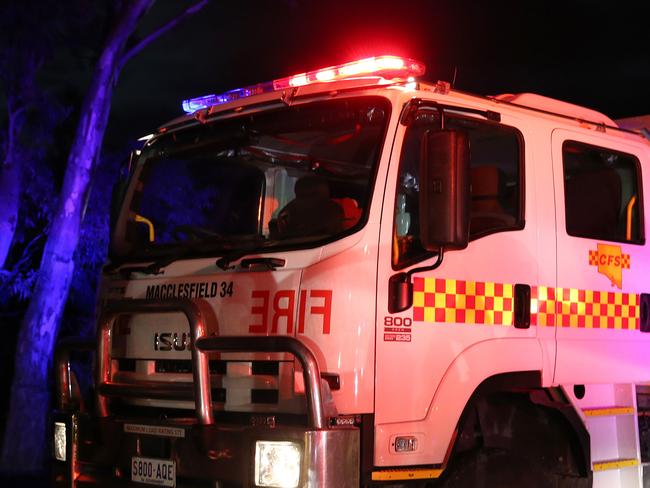 A CFS fire truck at the scene of a car crash into a horse at Paris Creek Road, about 3 kilometers south of Meadows just after 6:00PM. 21/04/16  Picture: Stephen Laffer