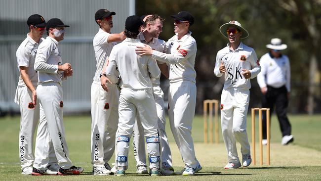 St Kilda celebrates a Patrick Rowe catch last summer.