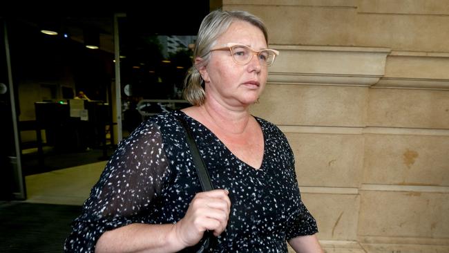 Veronica Theriault leaves the Adelaide Supreme Court. Picture: AAP / Kelly Barnes