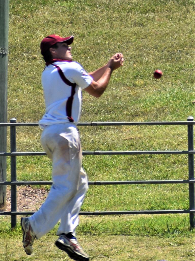 Eli Fahey drops a Troy Turner slog for six in the North Coast Cricket Council North Coast Premier League One-Day clash between Clarence River and Harwood at McKittrick Park on Sunday, 15th November, 2020. Photo Bill North / The Daily Examiner