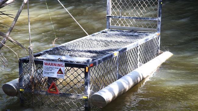 A croc trap has been set in the creek behind the Alamanda Great Barrier Reef Chapel at Palm Cove. Picture: PETER CARRUTHERS