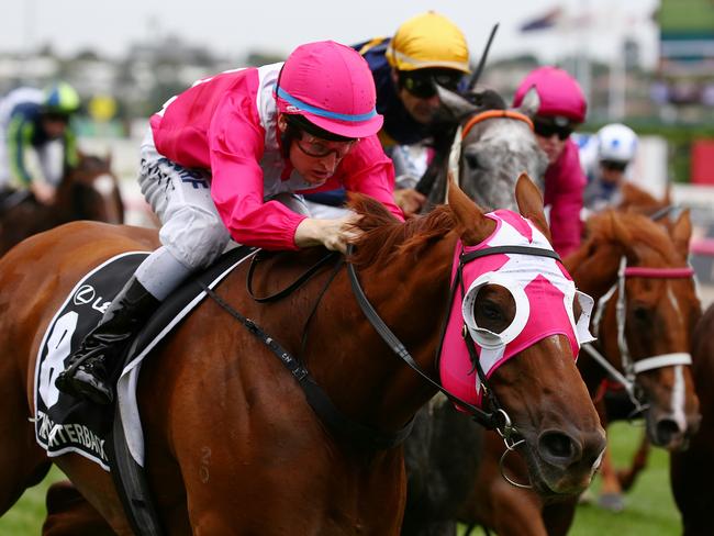 Form jockey Craig Newitt pilots The Quarterback to victory in the Newmarket Handicap. Picture: George Salpigtidis