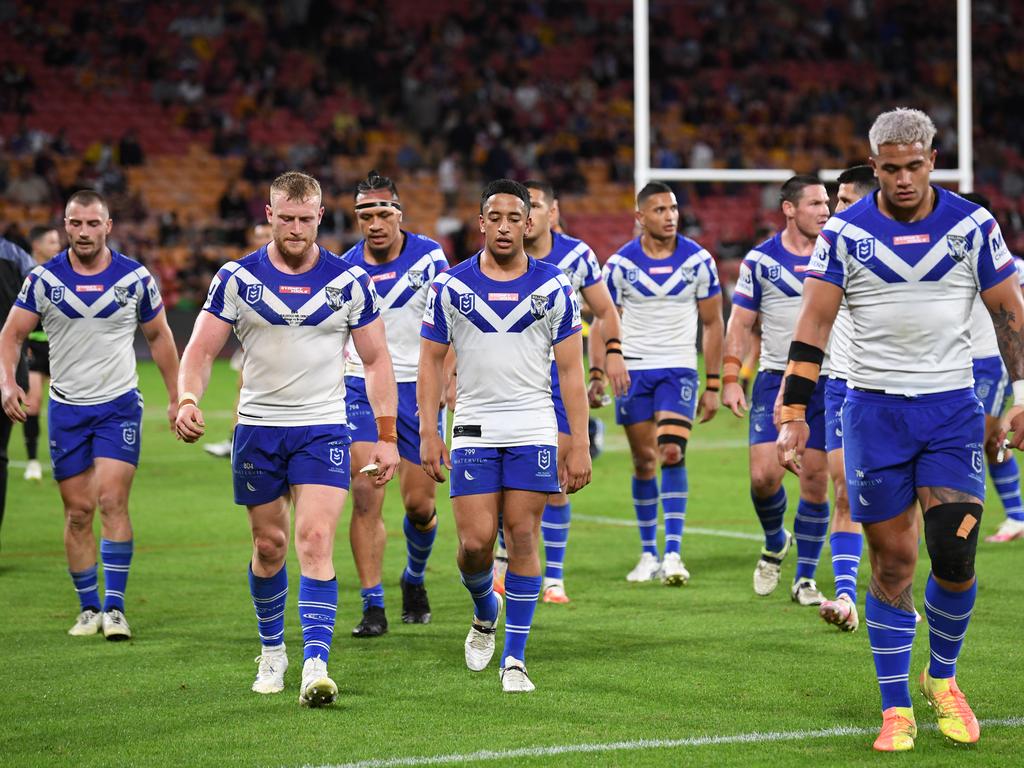 The Bulldogs were forced to play with a blank jersey in 2020. Picture: NRL Imagery