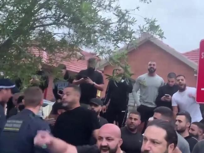 The protest outside Michael’s Church in Belfield where One Nation MP Mark Latham was invited to speak about religious freedoms. Source: Facebook.