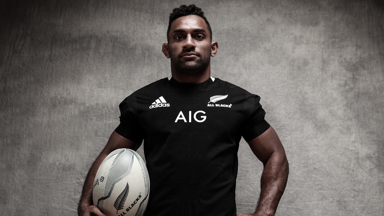 Sevu Reece poses during the All Blacks portrait session.