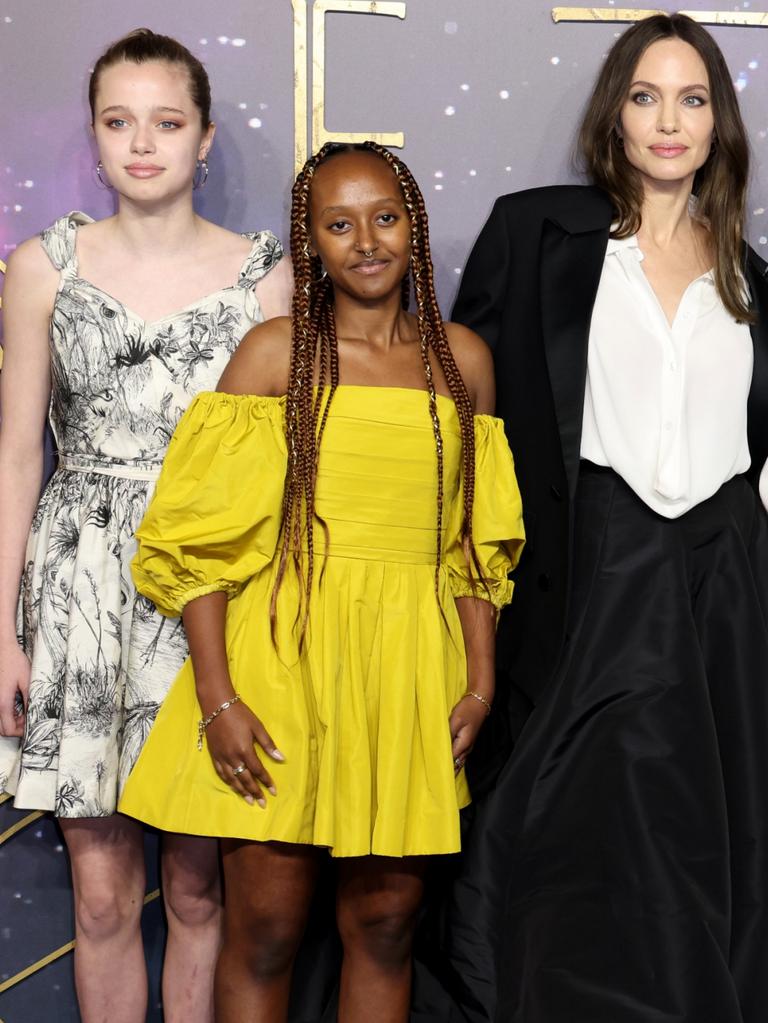 Angelina Jolie pictured with daughters Shiloh and Zahara. Picture: Tim P. Whitby/Getty Images