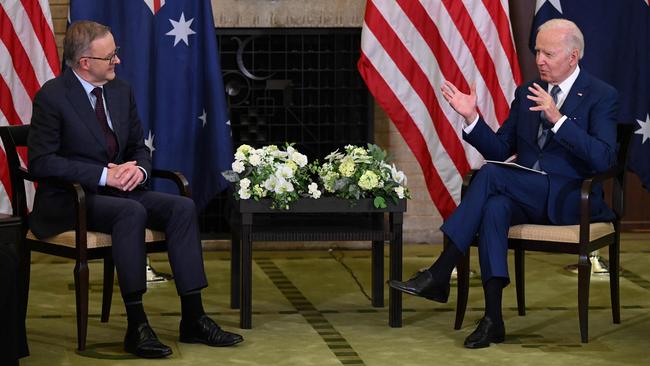 Anthony Albanese and US President Joe Biden in Tokyo on Tuesday. Picture: AFP