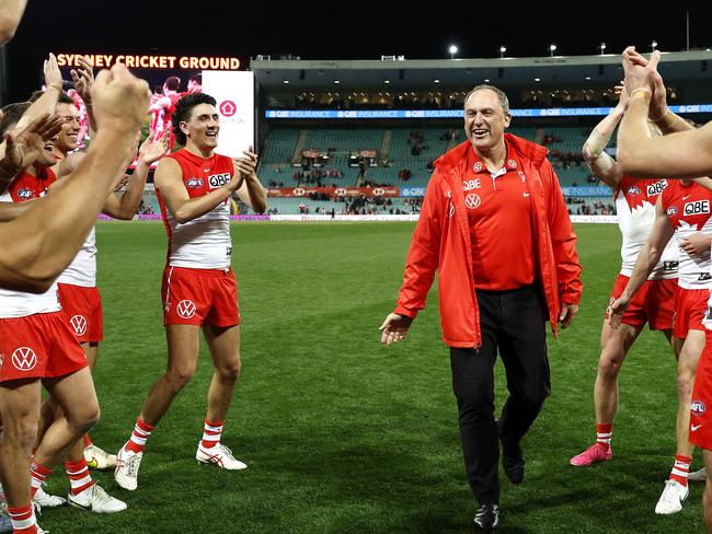 The Swans got the win in John Longmire’s 300th game as coach. Photo by Phil Hillyard