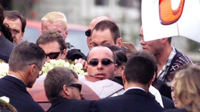 Jason Moran was a pallbearer at the funeral of half brother, Mark. Picture: Craig Hughes