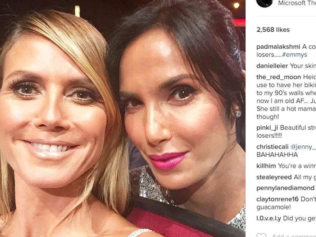 Padma Lakshmi with Heidi Klum at the Emmys. Picture: Instagram