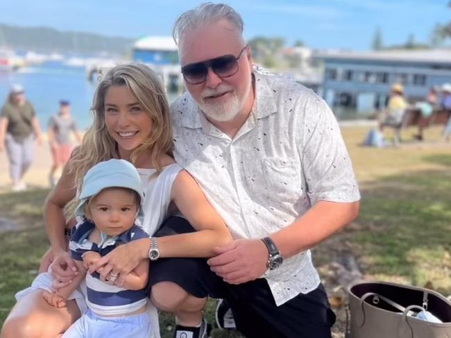 Kyle Sandilands with wife Tegan and son Otto recently bought a “fixer-upper” on the Central Coast. Picture: Instagram