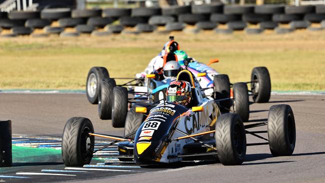 Townsville racer Lachlan Evennett broke through for his first national Formula Ford race win in the Australian Formula Ford Series (AFFS) at Morgan Park Raceway, Warwick, QLD. Picture: Trapnell Creations