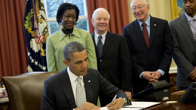 President Barack Obama is one of the world's most famous left-handers. Picture: Getty Images