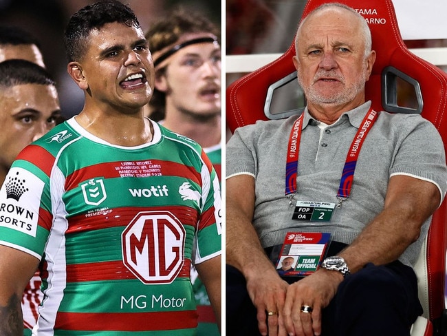 Latrell Mitchell left and Graham Arnold right.