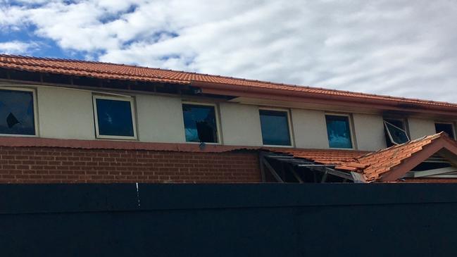 The derelict building on the site of the delayed Waterfront Place development at Port Melbourne.