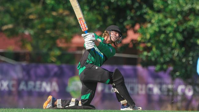 Campbell Kellaway in action for City Cyclones in the NT Cricket Strike League. Picture: Glenn Campbell