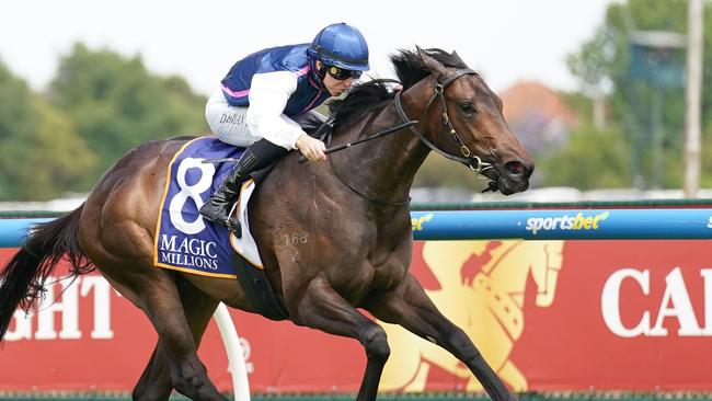 Invincible Woman is well in the betting for Friday night’s $3m Magic Millions 2YO Classic at the Gold Coast. Picture: Racing Photos via Getty Images