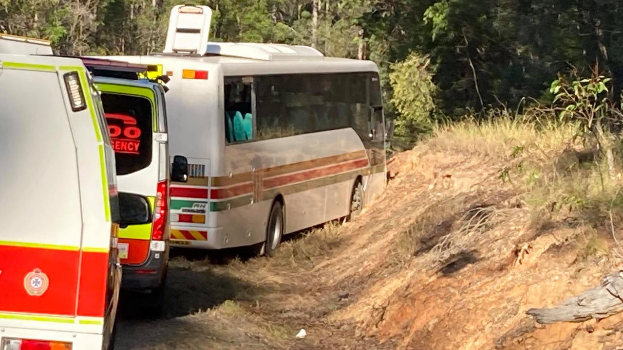 The scene of a fatal crash involving a school us and Ute at Wolvi on Tuesday afternoon. Photos: Scott Kovacevic