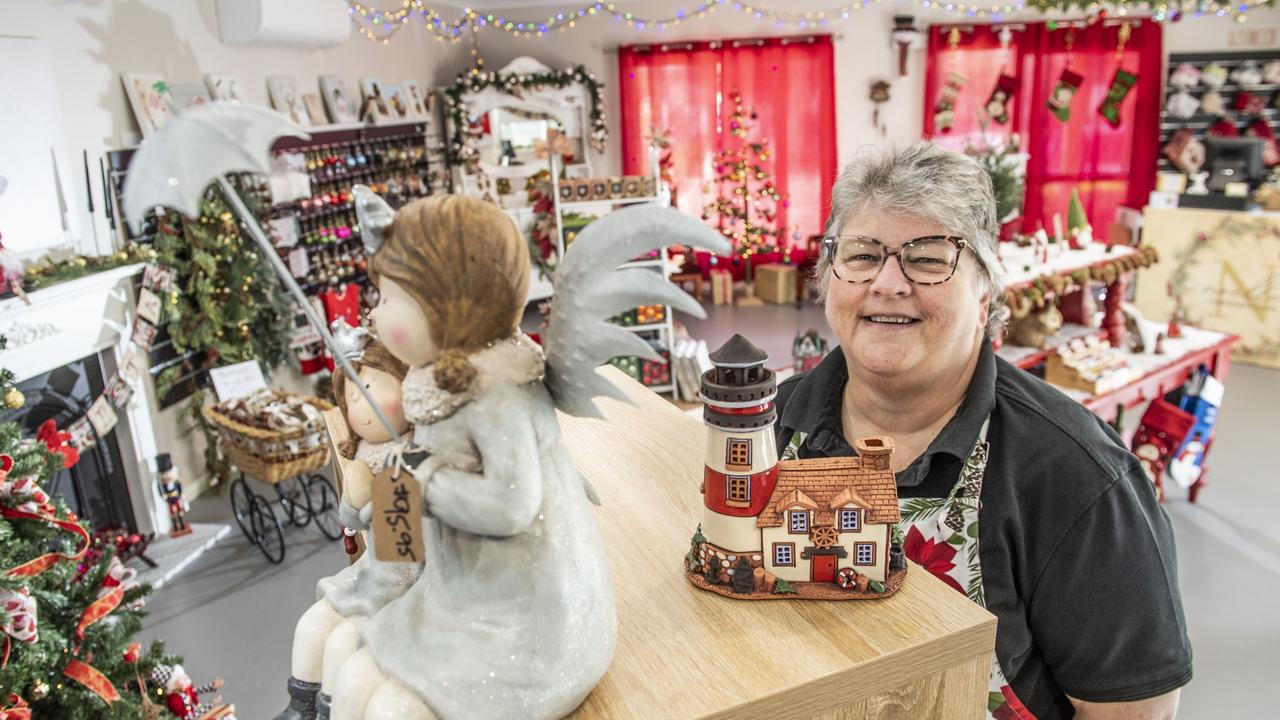 Kath Grandison sources many handcrafted items for her Noelle Christmas Shop in Highfields. Picture: Nev Madsen.