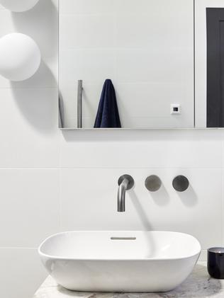 They kept things simple with white basins and sleep tapware. Picture: The Block