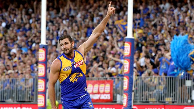 Jack Darling booted four goals in the Eagles’ win. Picture: AAP