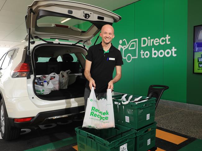 The supermarket giant’s Direct to Boot service allows customers to make an online order and then pick it up, without leaving their car. Picture: Brendan Radke