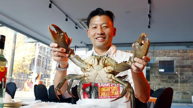 Pictured is owner of Harry's Crab House (and Harry's son-in-law) Andy Zhan. Andy and his partner Elaine are taking care of the restaurant’s legacy after their father died, and opening up a new site in Potts Point. Picture: Richard Dobson