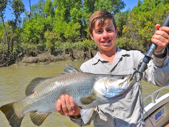 Sam Osborne, 14, travelled from Ballina NSW to get stuck into some great barra fishing off Arnhem Land