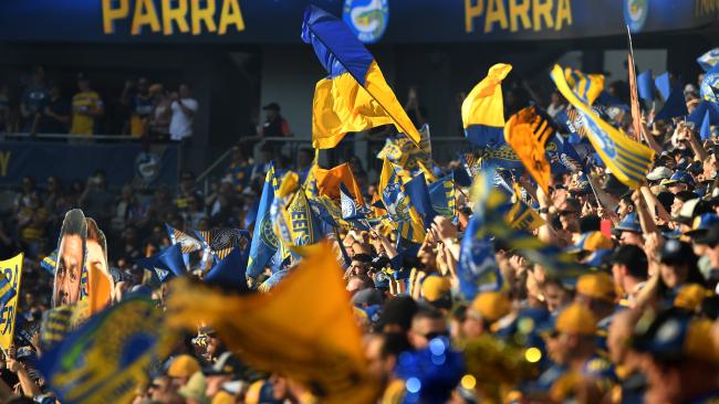 Parramatta Eels fans turned out in force at Bankwest Stadium. Picture: AAP