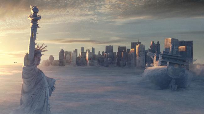 An ice age freezes New York after it is flooded in the 2004 film The Day After Tomorrow. movies scene