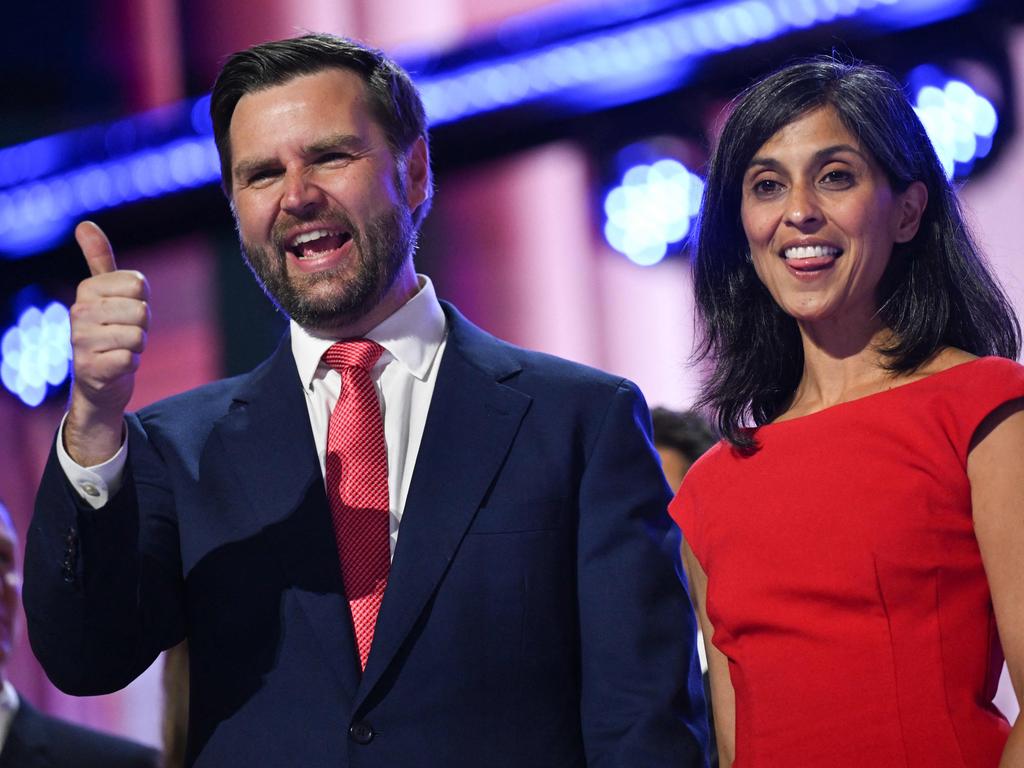 J.D. Vance and his wife Usha Vance. Picture: AFP