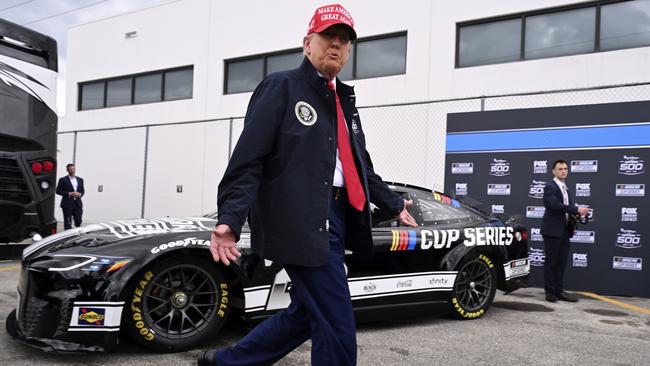 Mr Trump in pit lane. Picture: AP