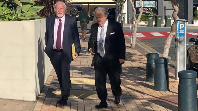 Peter Foster (right) with his lawyer Chris Hannay outside Southport Courthouse.