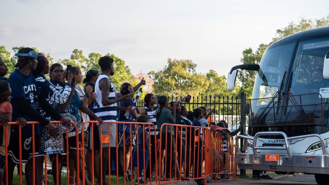 Fans waits on Geelong Cats arrival at the Gold Coast Suns vs Geelong Cats Round 10 AFL match at TIO Stadium. Picture: Pema Tamang Pakhrin