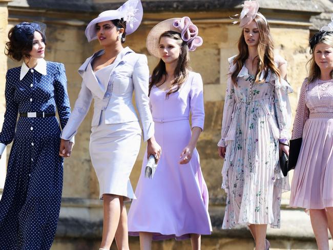 Abigail Spencer and Priyanka Chopra arrive at the wedding of Prince Harry to Ms Meghan Markle. Picture: Chris Jackson/Getty Images.