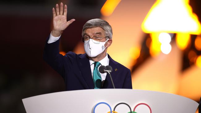 President of the International Olympic Committee, Thomas Bach speaks during the Closing Ceremony. Picture: Getty Images