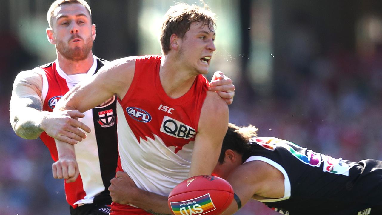Sydney's Jordan Dawson during AFL match between the Sydney Swans and St.Kilda Saints at the SCG. Picture. Phil Hillyard