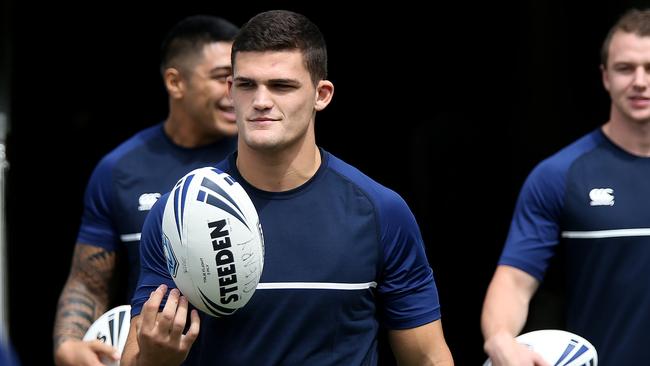 Nathan Cleary with the NSW Emerging Blues players.